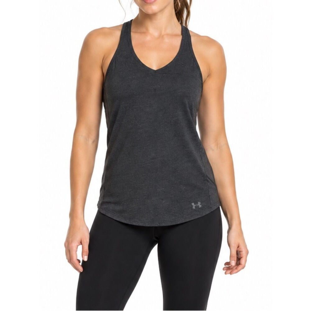 Under Armour HeatGear Racerback Tank in Charcoal Gray | Size Small